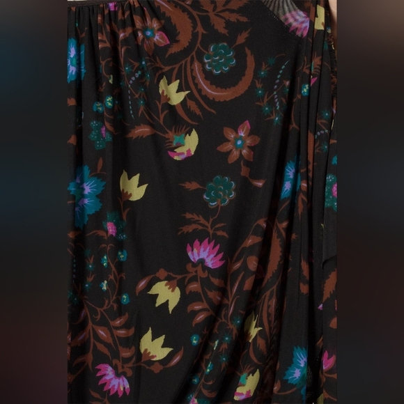 FREE PEOPLE Loose Women Top Puffy See Through Long Sleeve Black With Floral - Picture 5 of 15